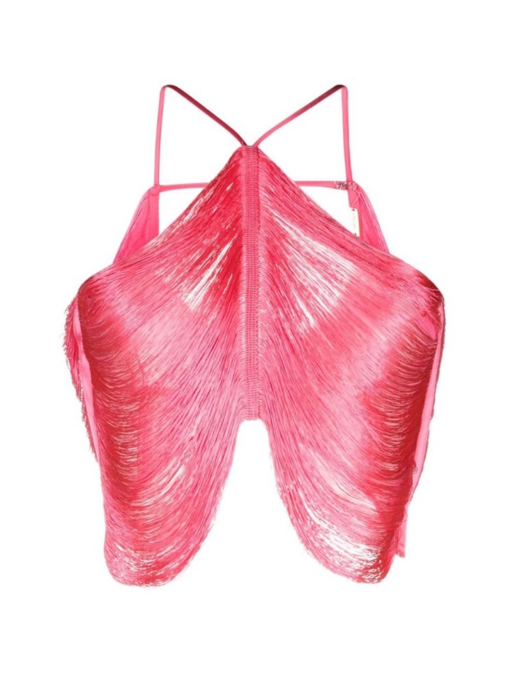 Cult Gaia Quella Fringe Halter Top in Sangria
